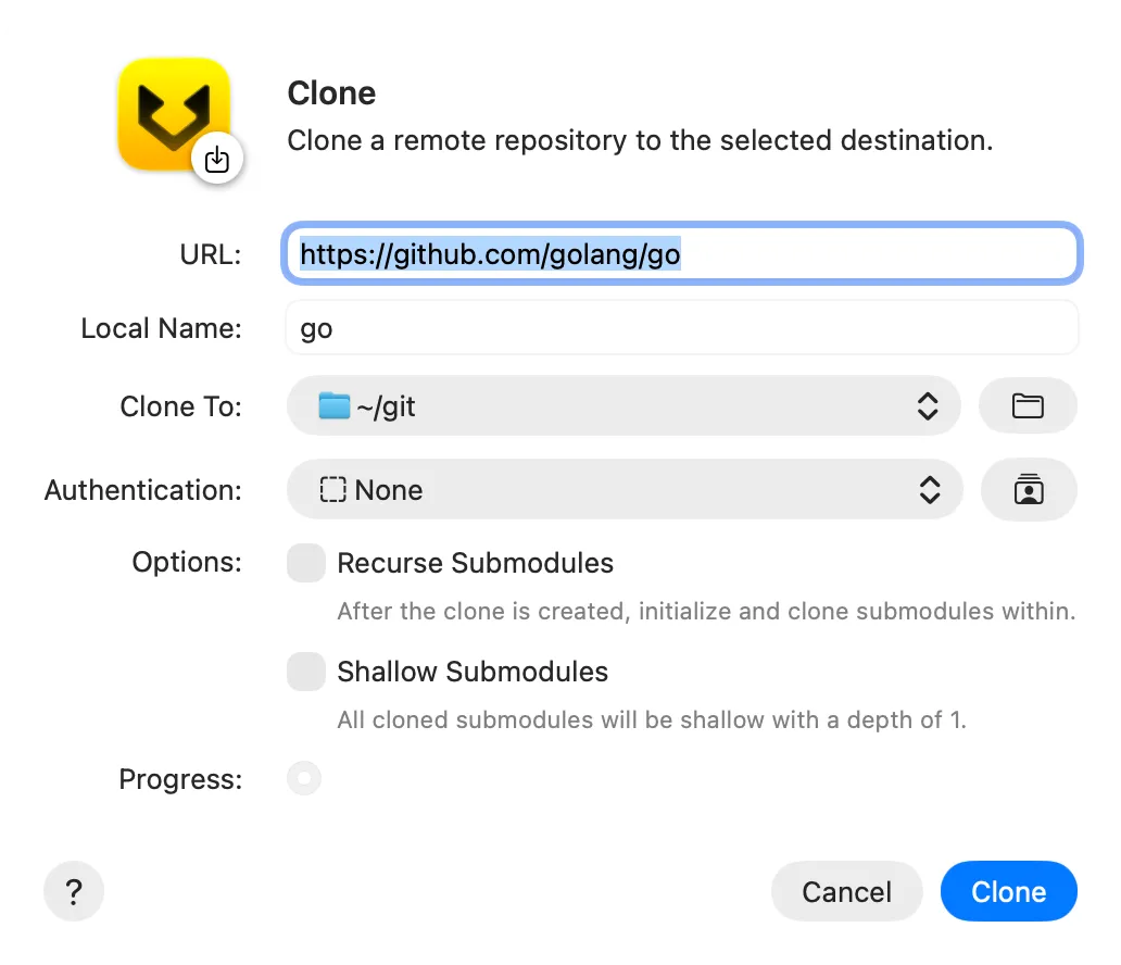 Clone a repository screenshot
