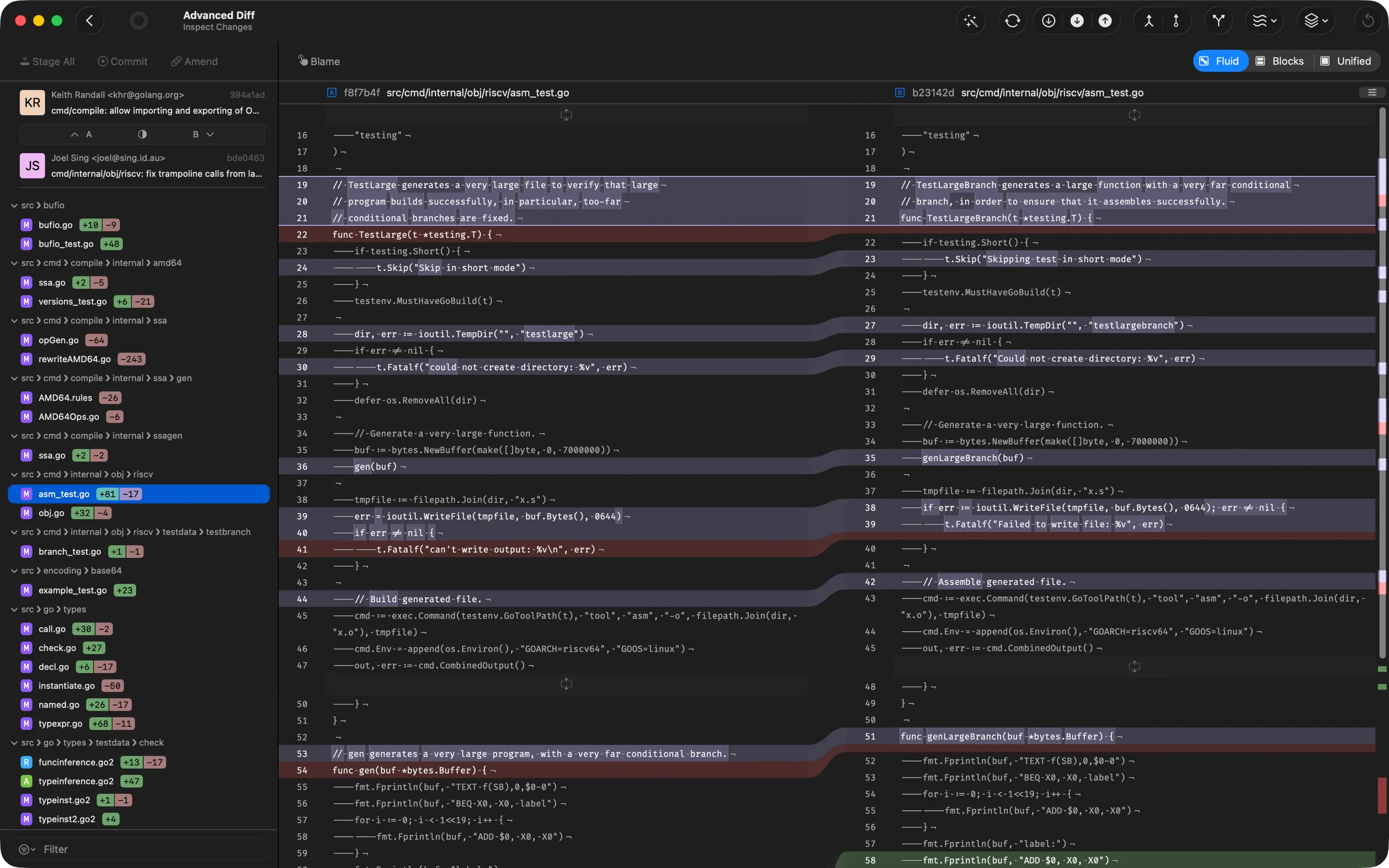 Advanced side-by-side diff with word-level highlighting