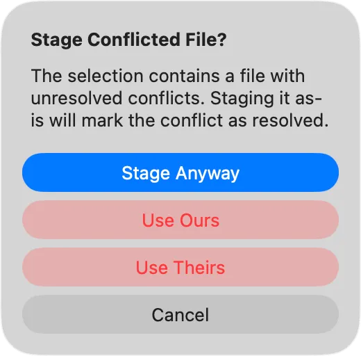 Stage a conflicted file screenshot
