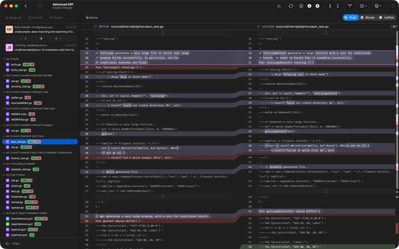 Advanced side-by-side diff with word-level highlighting