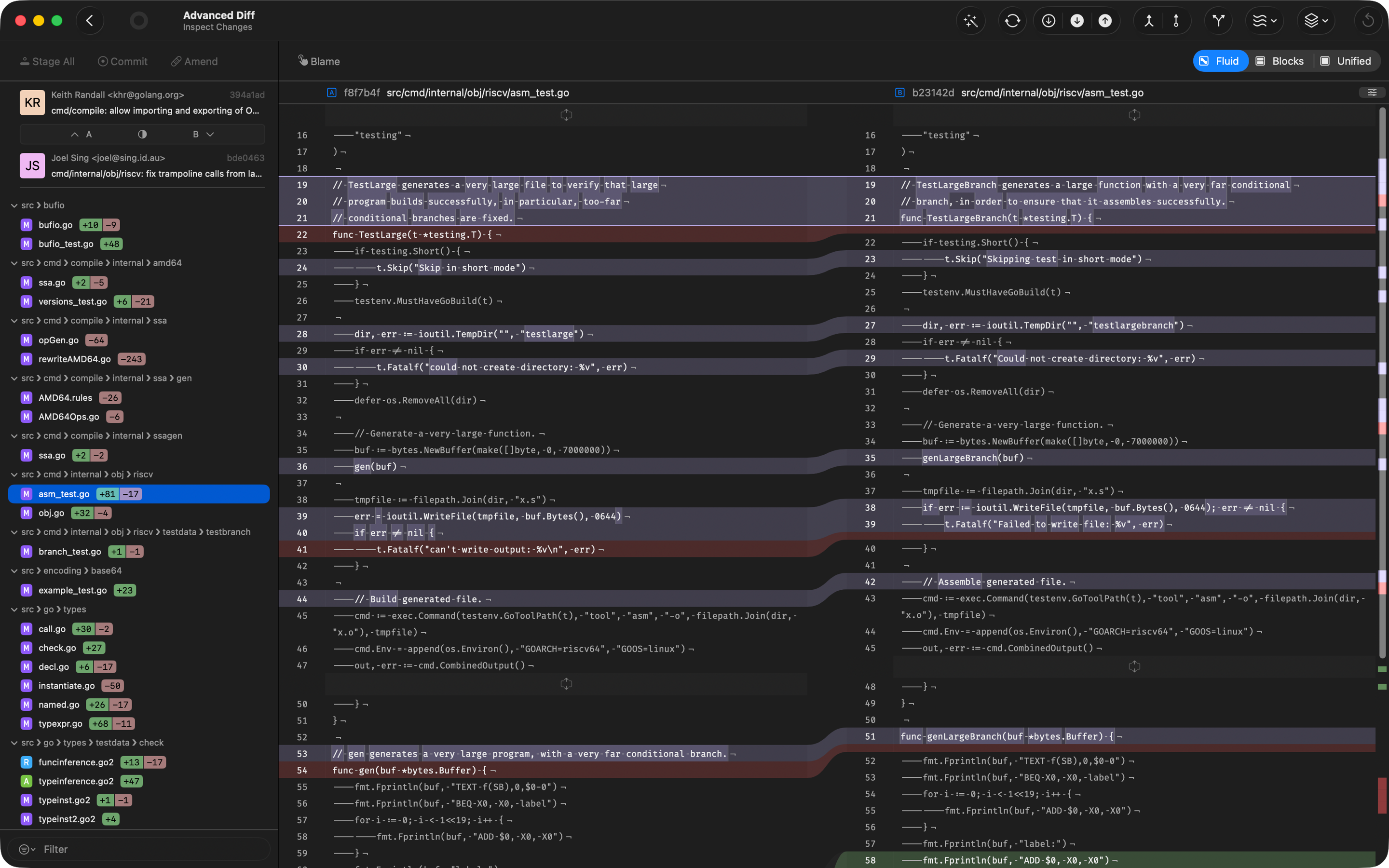 Advanced side-by-side diff with word-level highlighting