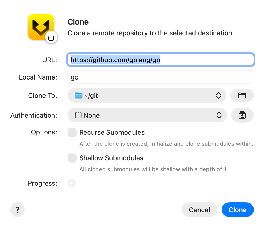 Clone a repository screenshot