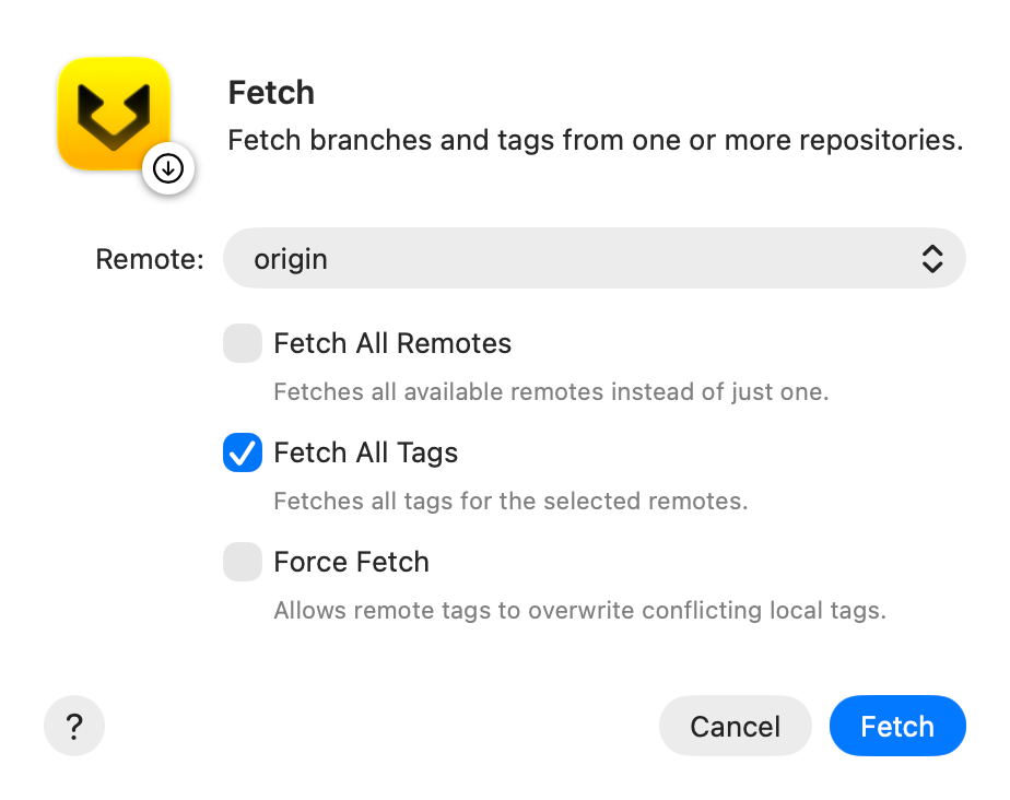 Fetch remote changes screenshot