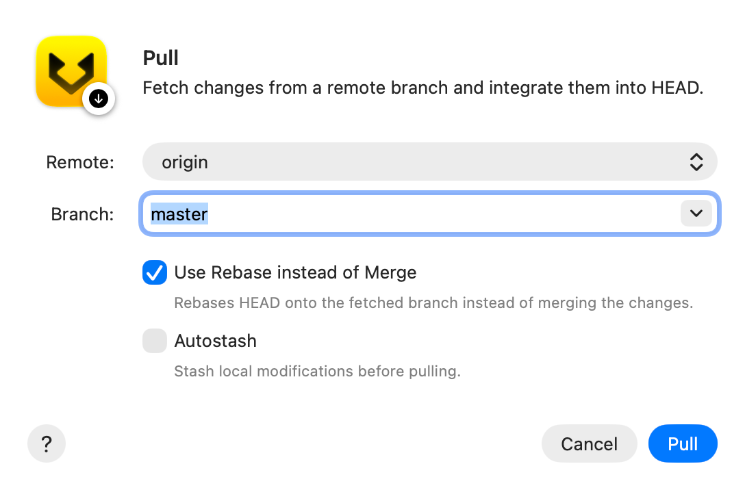 Pull remote changes screenshot