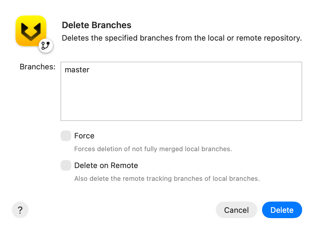 Delete branches screenshot
