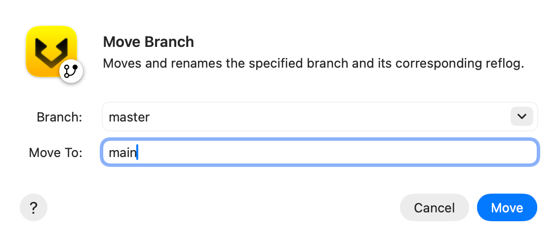 Rename a branch screenshot