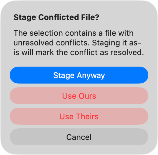 Stage a conflicted file screenshot