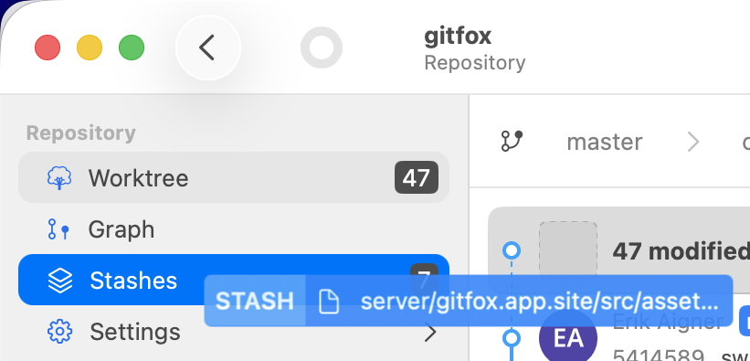 Stash selected files by dropping screenshot
