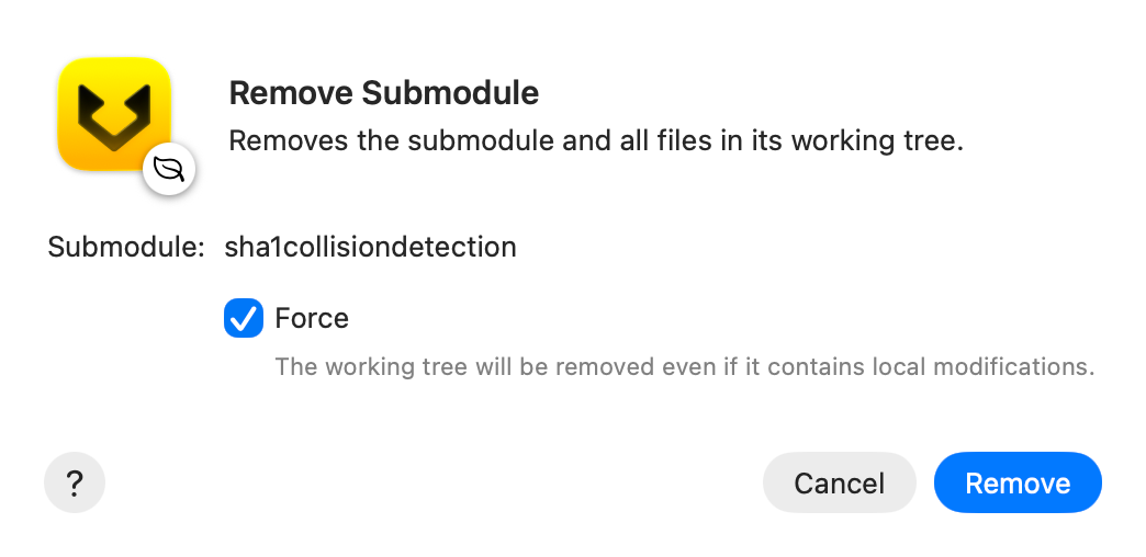 Remove a submodule screenshot