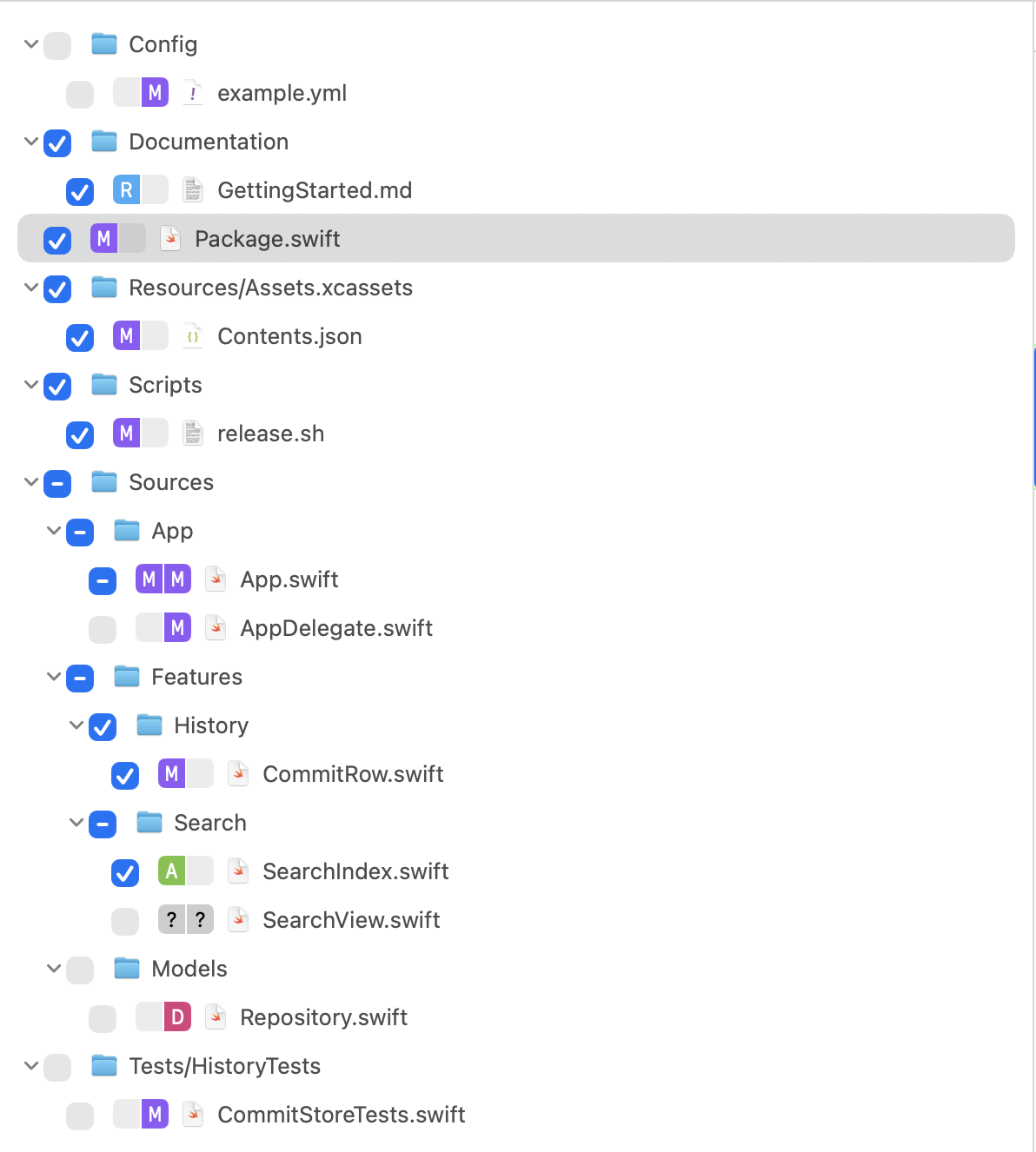Tree View file outline screenshot